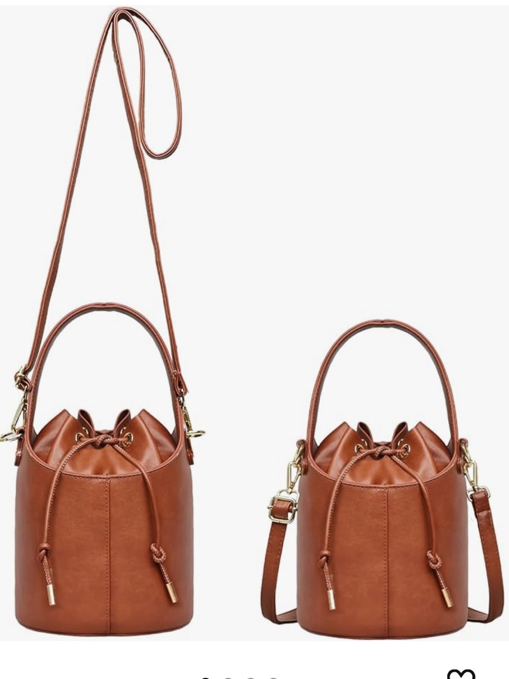 Drawstring Bucket Bag Crossbody Purse Faux Leather Hobo Handbag